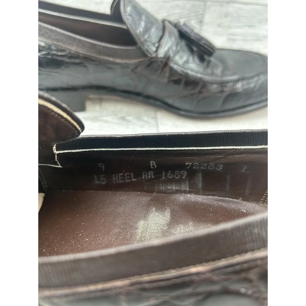 Vintage Nettleton Shoes‎ Mens Size 9 B Alligator Tassel Loafers Made USA 80s